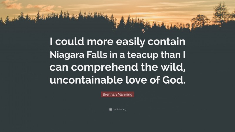 Brennan Manning Quote: “I could more easily contain Niagara Falls in a teacup than I can comprehend the wild, uncontainable love of God.”