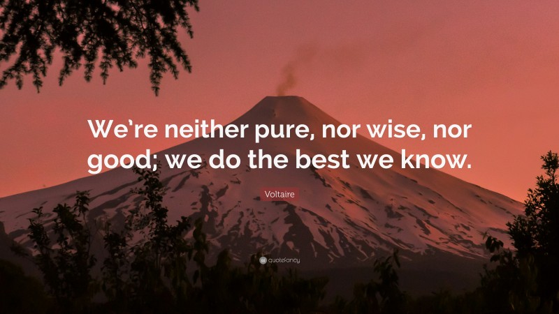 Voltaire Quote: “We’re neither pure, nor wise, nor good; we do the best we know.”