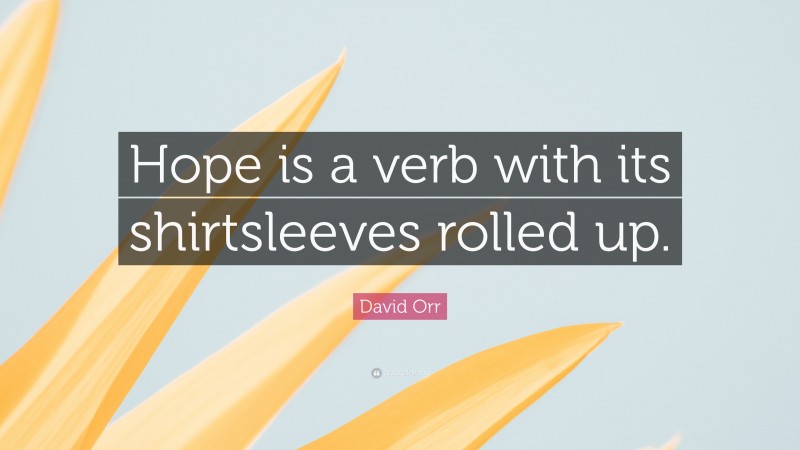 David Orr Quote: “Hope is a verb with its shirtsleeves rolled up.”