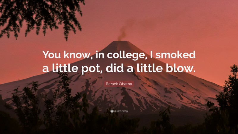 Barack Obama Quote: “You know, in college, I smoked a little pot, did a little blow.”