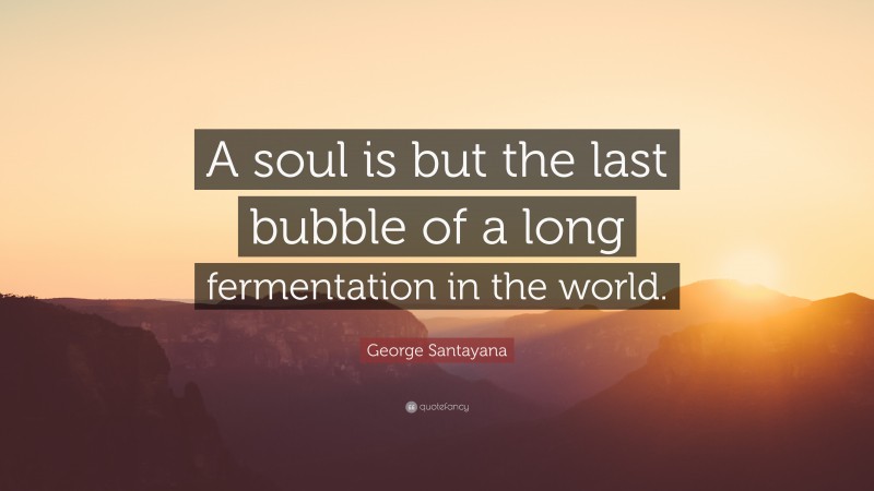 George Santayana Quote: “A soul is but the last bubble of a long fermentation in the world.”