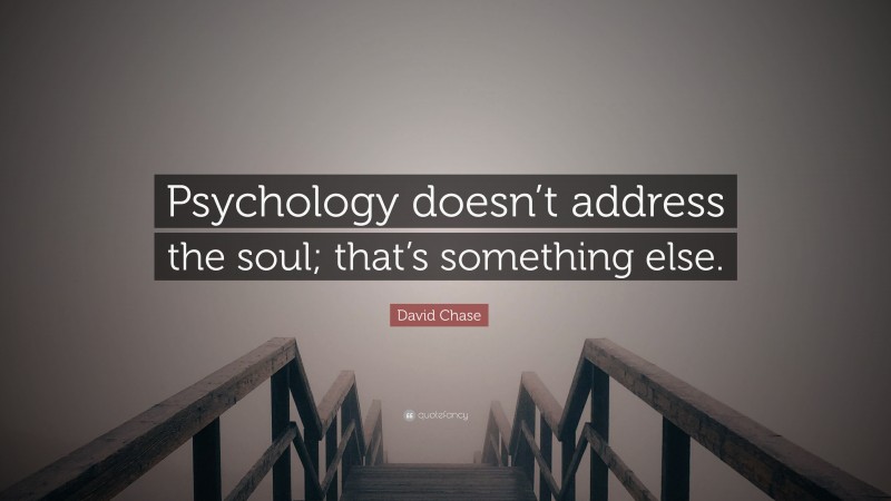 David Chase Quote: “Psychology doesn’t address the soul; that’s something else.”