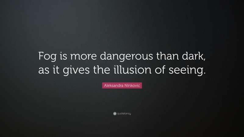 Aleksandra Ninkovic Quote: “Fog is more dangerous than dark, as it gives the illusion of seeing.”