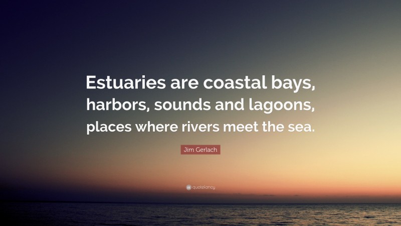 Jim Gerlach Quote: “Estuaries are coastal bays, harbors, sounds and lagoons, places where rivers meet the sea.”
