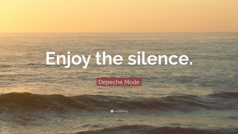 Depeche Mode Quote: “Enjoy the silence.”