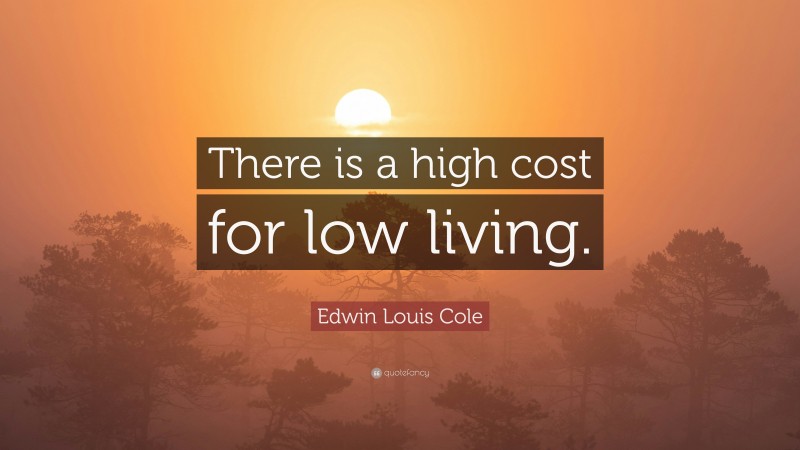 Edwin Louis Cole Quote: “There is a high cost for low living.”