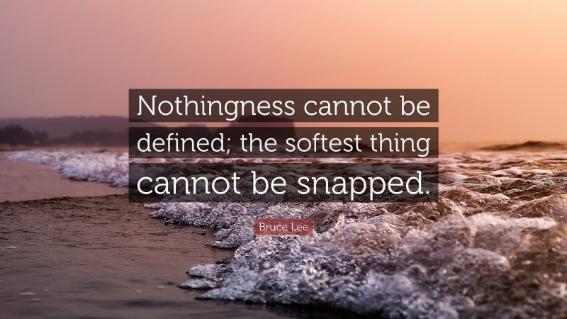 Bruce Lee Quote: “Nothingness cannot be defined; the softest thing cannot be snapped.”