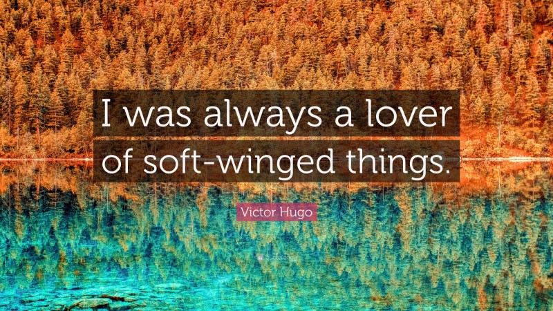 Victor Hugo Quote: “I was always a lover of soft-winged things.”
