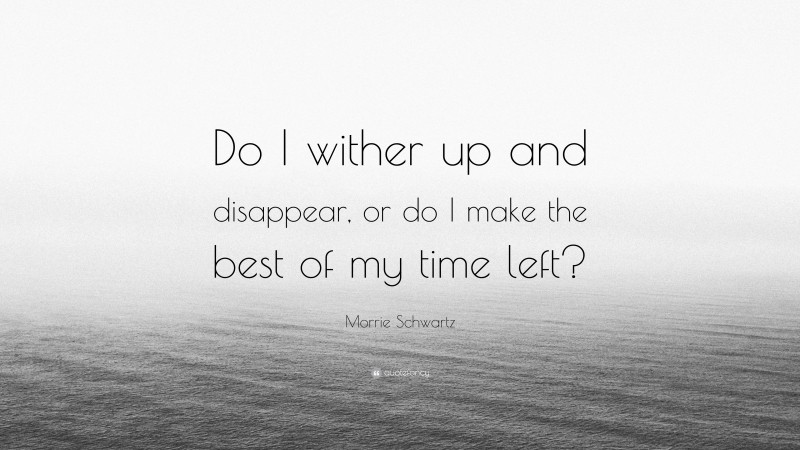 Morrie Schwartz Quote: “Do I wither up and disappear, or do I make the best of my time left?”