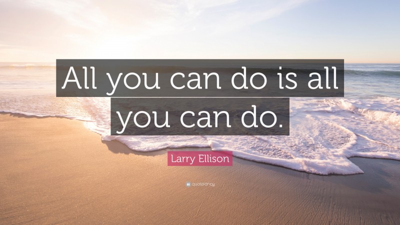 Larry Ellison Quote: “All you can do is all you can do.”