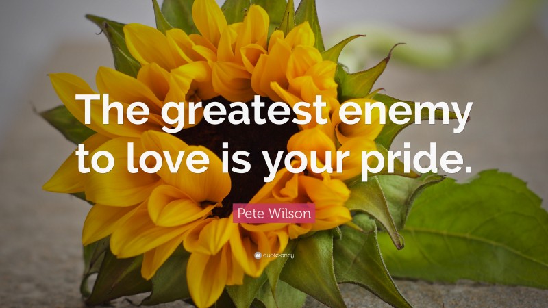 Pete Wilson Quote: “The greatest enemy to love is your pride.”