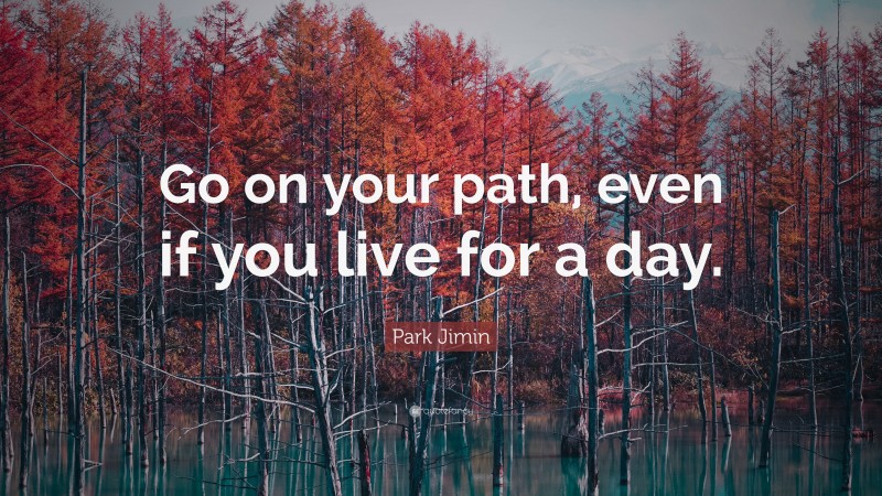 Park Jimin Quote: “Go on your path, even if you live for a day.”