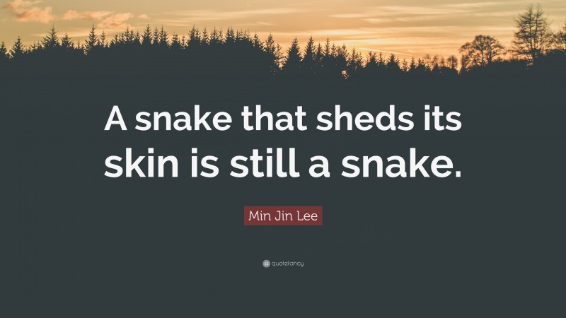 Min Jin Lee Quote: “A snake that sheds its skin is still a snake.”