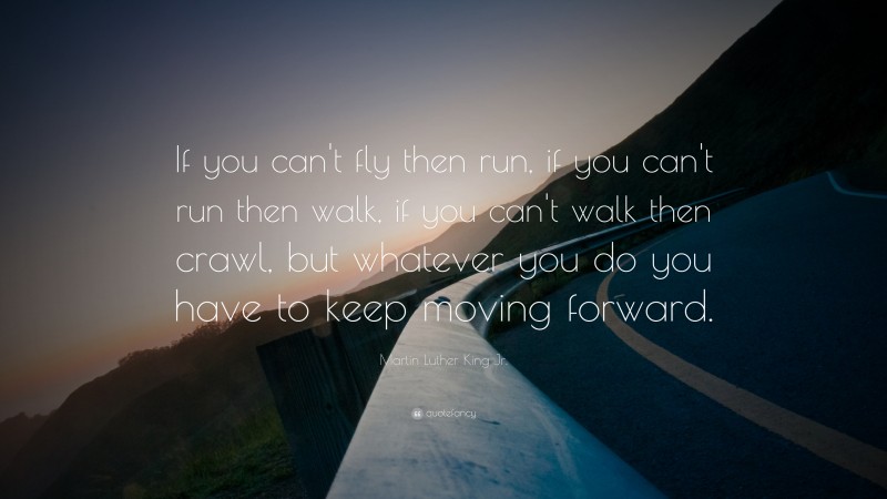 Martin Luther King Jr. Quote: “If you can’t fly then run, if you can’t run then walk, if you can’t walk then crawl, but whatever you do you have to keep moving forward.”