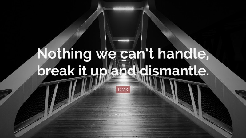 DMX Quote: “Nothing we can’t handle, break it up and dismantle.”