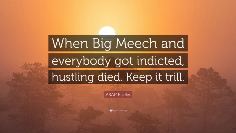 ASAP Rocky Quote: “When Big Meech and everybody got indicted, hustling died. Keep it trill.”