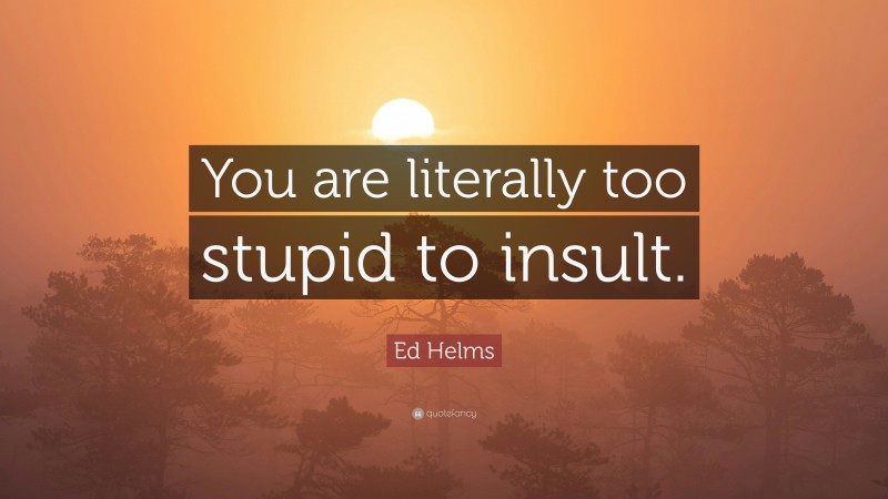 Ed Helms Quote: “You are literally too stupid to insult.”