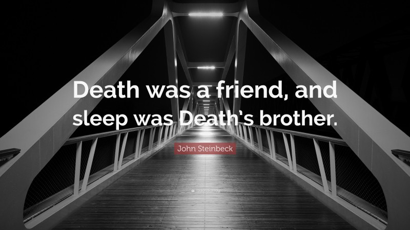 John Steinbeck Quote: “Death was a friend, and sleep was Death’s brother.”