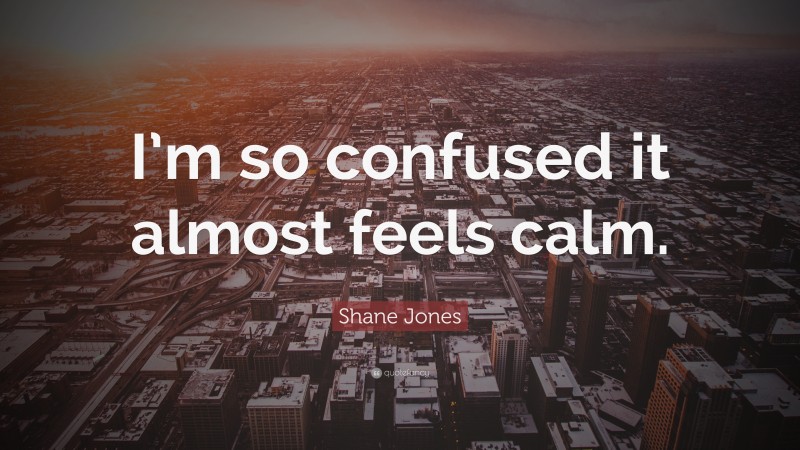 Shane Jones Quote: “I’m so confused it almost feels calm.”