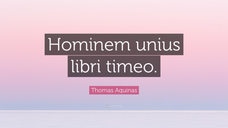 Thomas Aquinas Quote: “Hominem unius libri timeo.”