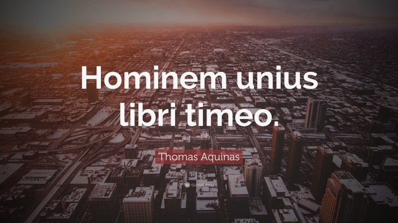 Thomas Aquinas Quote: “Hominem unius libri timeo.”