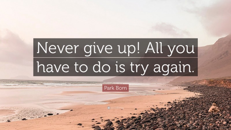 Park Bom Quote: “Never give up! All you have to do is try again.”