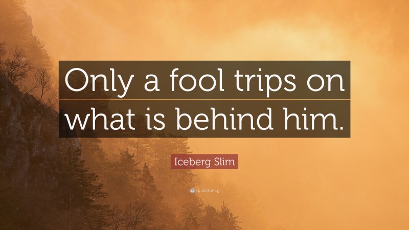 Iceberg Slim Quote: “Only a fool trips on what is behind him.”