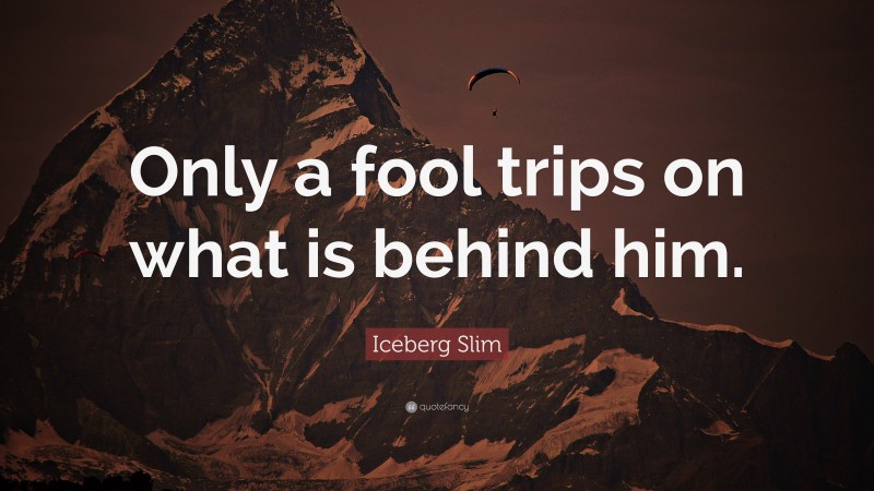 Iceberg Slim Quote: “Only a fool trips on what is behind him.”