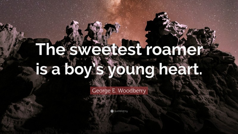 George E. Woodberry Quote: “The sweetest roamer is a boy’s young heart.”