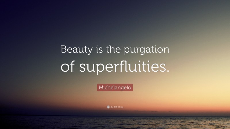 Michelangelo Quote: “Beauty is the purgation of superfluities.”
