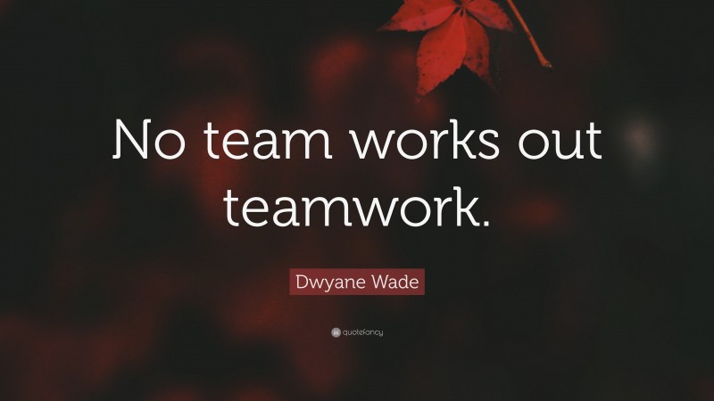 Dwyane Wade Quote: “No team works out teamwork.”