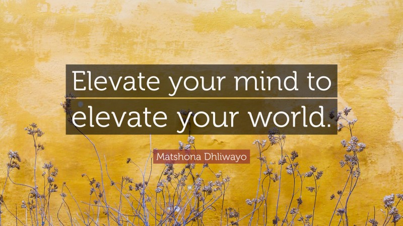 Matshona Dhliwayo Quote: “Elevate your mind to elevate your world.”