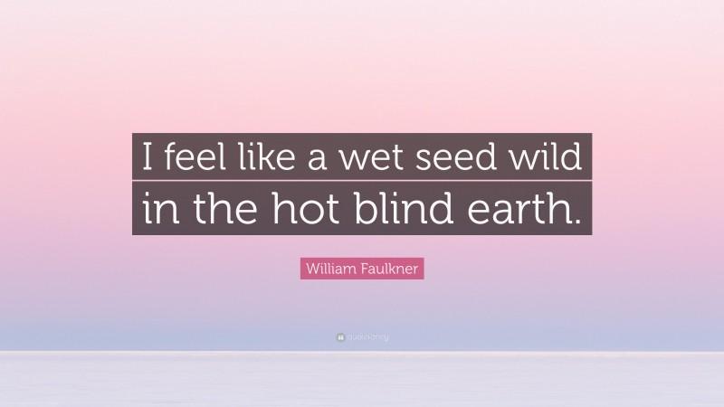 William Faulkner Quote: “I feel like a wet seed wild in the hot blind earth.”