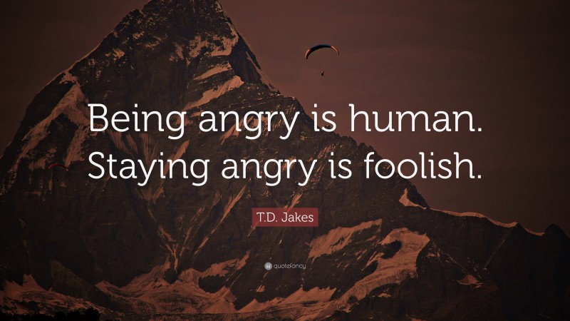 T.D. Jakes Quote: “Being angry is human. Staying angry is foolish.”