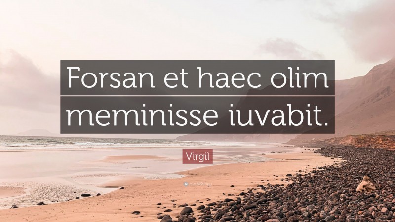 Virgil Quote: “Forsan et haec olim meminisse iuvabit.”