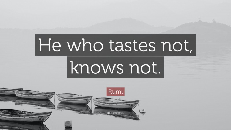 Rumi Quote: “He who tastes not, knows not.”