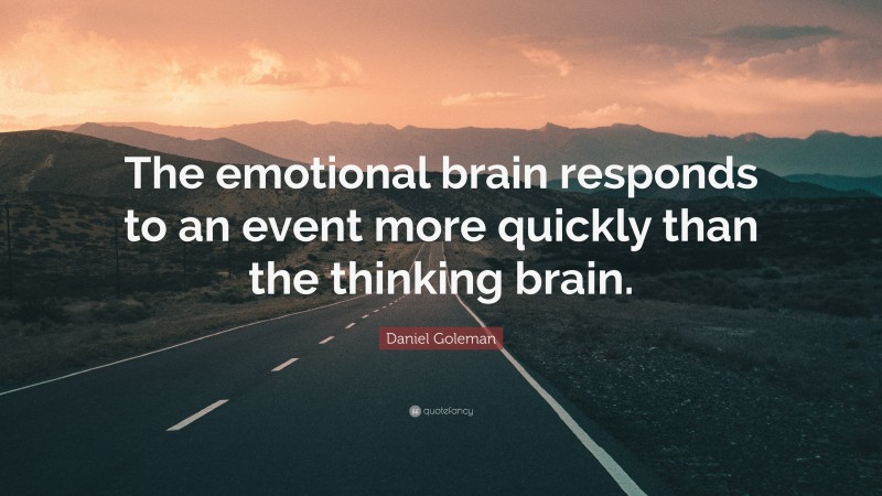 Daniel Goleman Quote: “The emotional brain responds to an event more quickly than the thinking brain.”