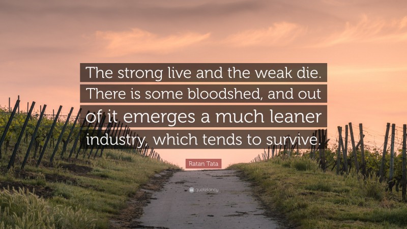 Ratan Tata Quote: “The strong live and the weak die. There is some bloodshed, and out of it emerges a much leaner industry, which tends to survive.”