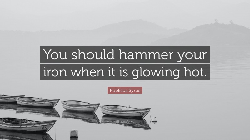 Publilius Syrus Quote: “You should hammer your iron when it is glowing hot.”