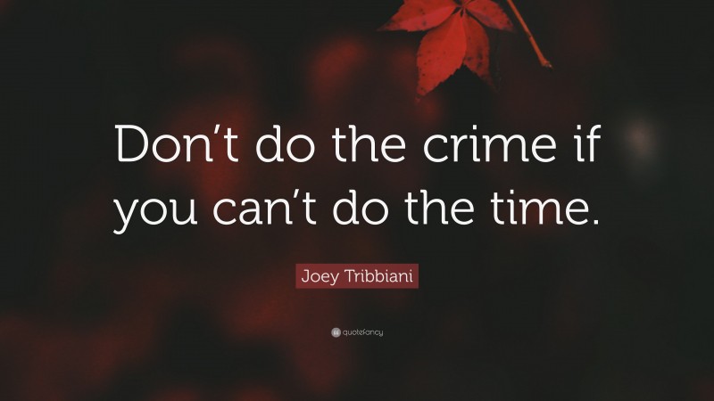 Joey Tribbiani Quote: “Don’t do the crime if you can’t do the time.”