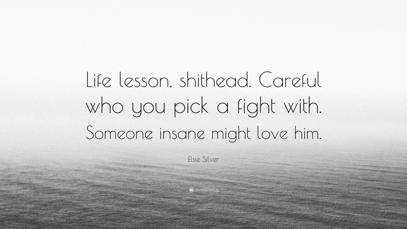 Elsie Silver Quote: “Life lesson, shithead. Careful who you pick a fight with. Someone insane might love him.”