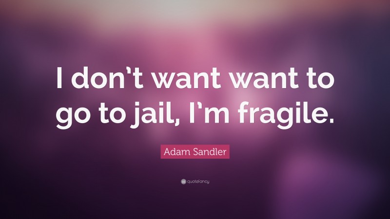 Adam Sandler Quote: “I don’t want want to go to jail, I’m fragile.”