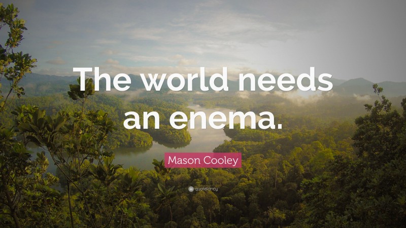 Mason Cooley Quote: “The world needs an enema.”