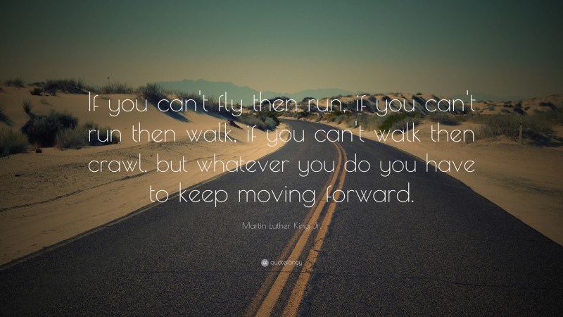 Martin Luther King Jr. Quote: “If you can’t fly then run, if you can’t run then walk, if you can’t walk then crawl, but whatever you do you have to keep moving forward.”