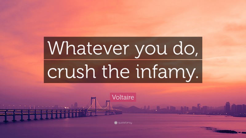 Voltaire Quote: “Whatever you do, crush the infamy.”
