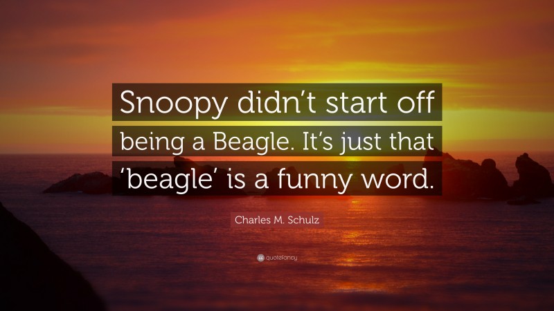 Charles M. Schulz Quote: “Snoopy didn’t start off being a Beagle. It’s just that ‘beagle’ is a funny word.”