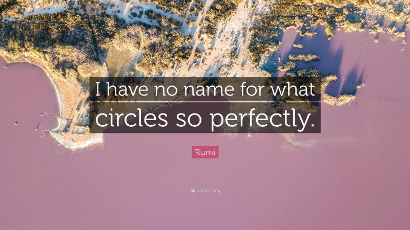 Rumi Quote: “I have no name for what circles so perfectly.”