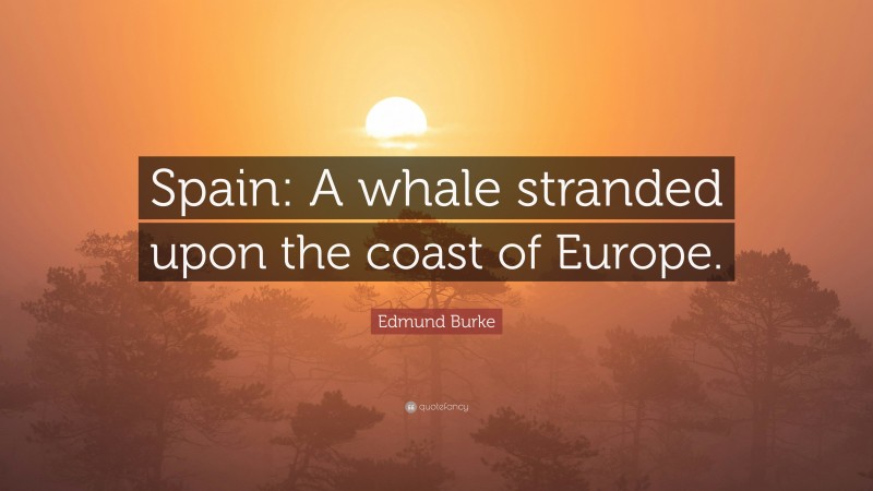 Edmund Burke Quote: “Spain: A whale stranded upon the coast of Europe.”