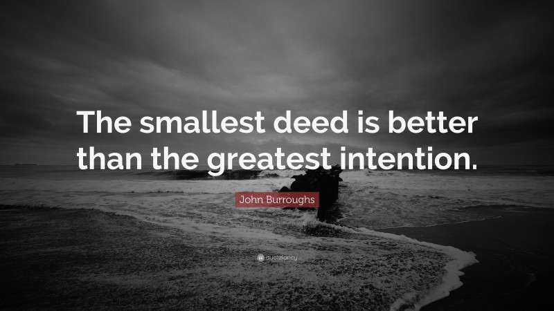 John Burroughs Quote: “The smallest deed is better than the greatest intention.”