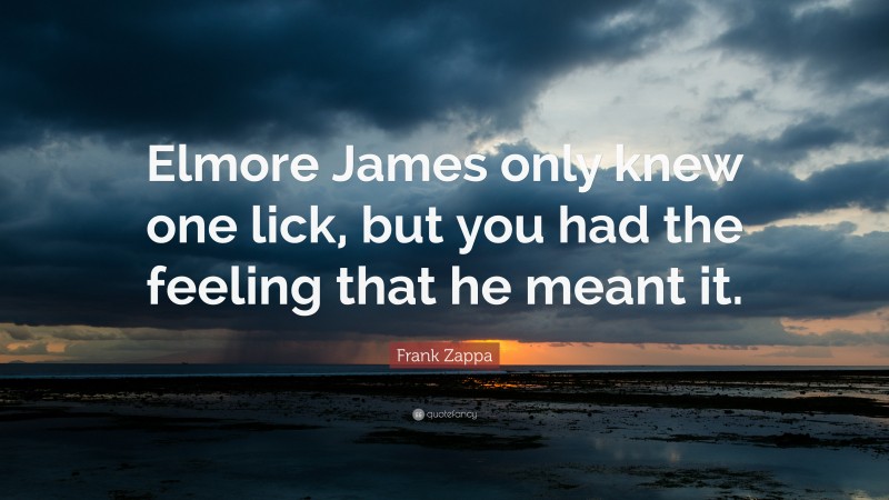 Frank Zappa Quote: “Elmore James only knew one lick, but you had the feeling that he meant it.”